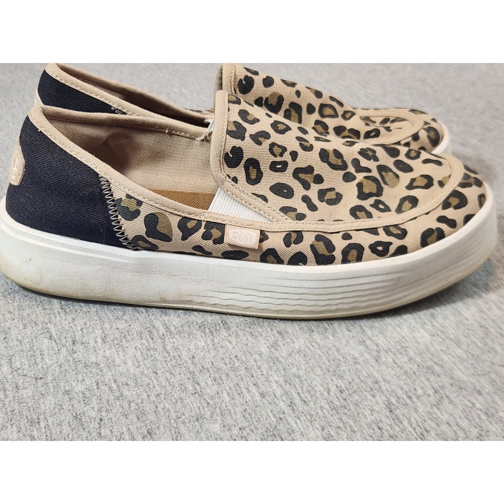 Hey Dude sunapee desert Slip On Shoes Women 9 Leopard Print Tan Black Loafer - Picture 3 of 10